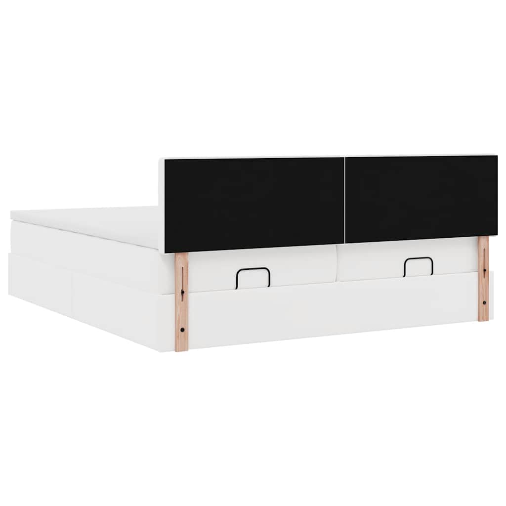 Ottoman bed met matrassen 200x200cm kunstleer wit is nu te koop bij PeponiXL, paradijselijk wonen!