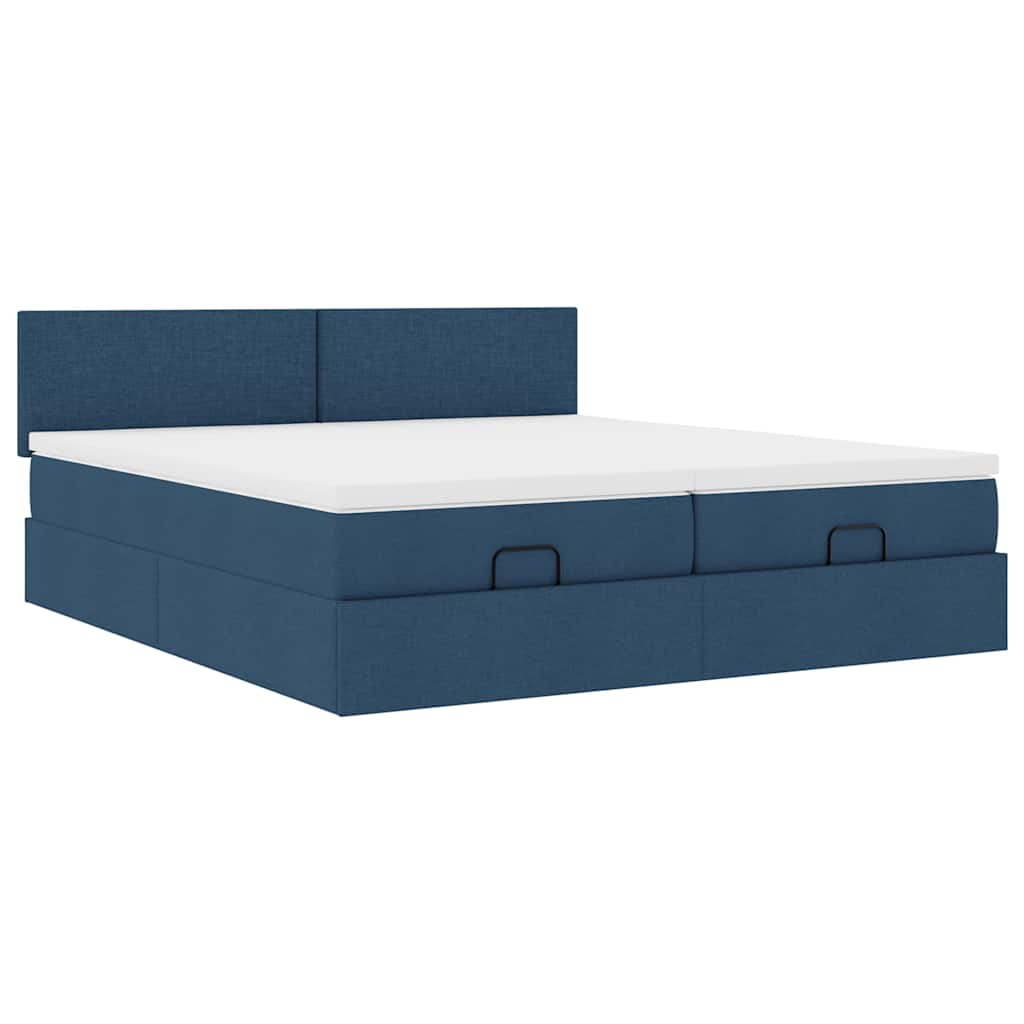 Ottoman bed met matrassen 160x200cm stof blauw is nu te koop bij PeponiXL, paradijselijk wonen!