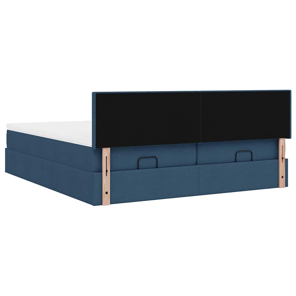 Ottoman bed met matrassen 160x200cm stof blauw is nu te koop bij PeponiXL, paradijselijk wonen!