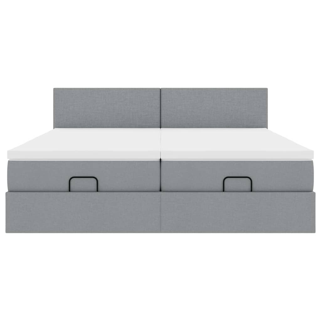 Ottoman bed met matrassen 180x200cm stof lichtgrijs is nu te koop bij PeponiXL, paradijselijk wonen!