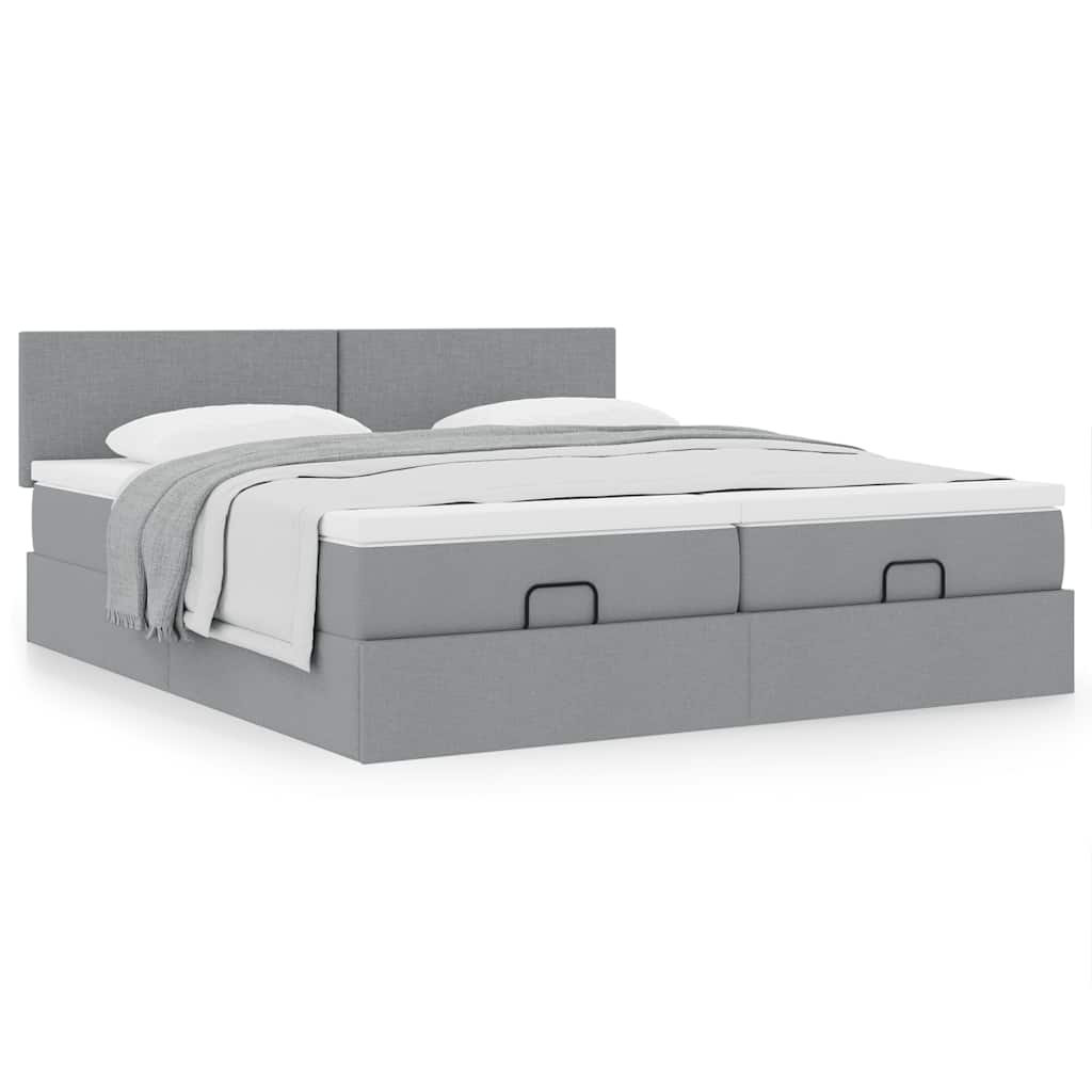Ottoman bed met matrassen 200x200cm stof lichtgrijs is nu te koop bij PeponiXL, paradijselijk wonen!