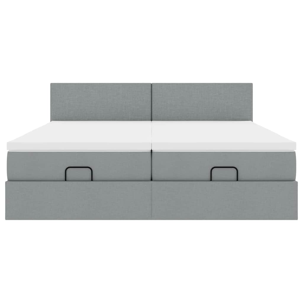 Ottoman bed met matrassen 200x200cm stof lichtgrijs is nu te koop bij PeponiXL, paradijselijk wonen!