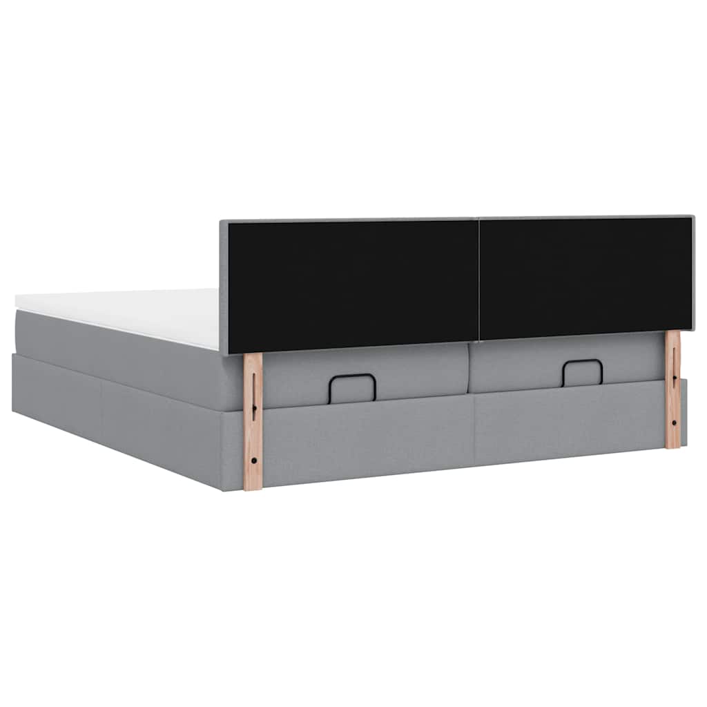 Ottoman bed met matrassen 200x200cm stof lichtgrijs is nu te koop bij PeponiXL, paradijselijk wonen!