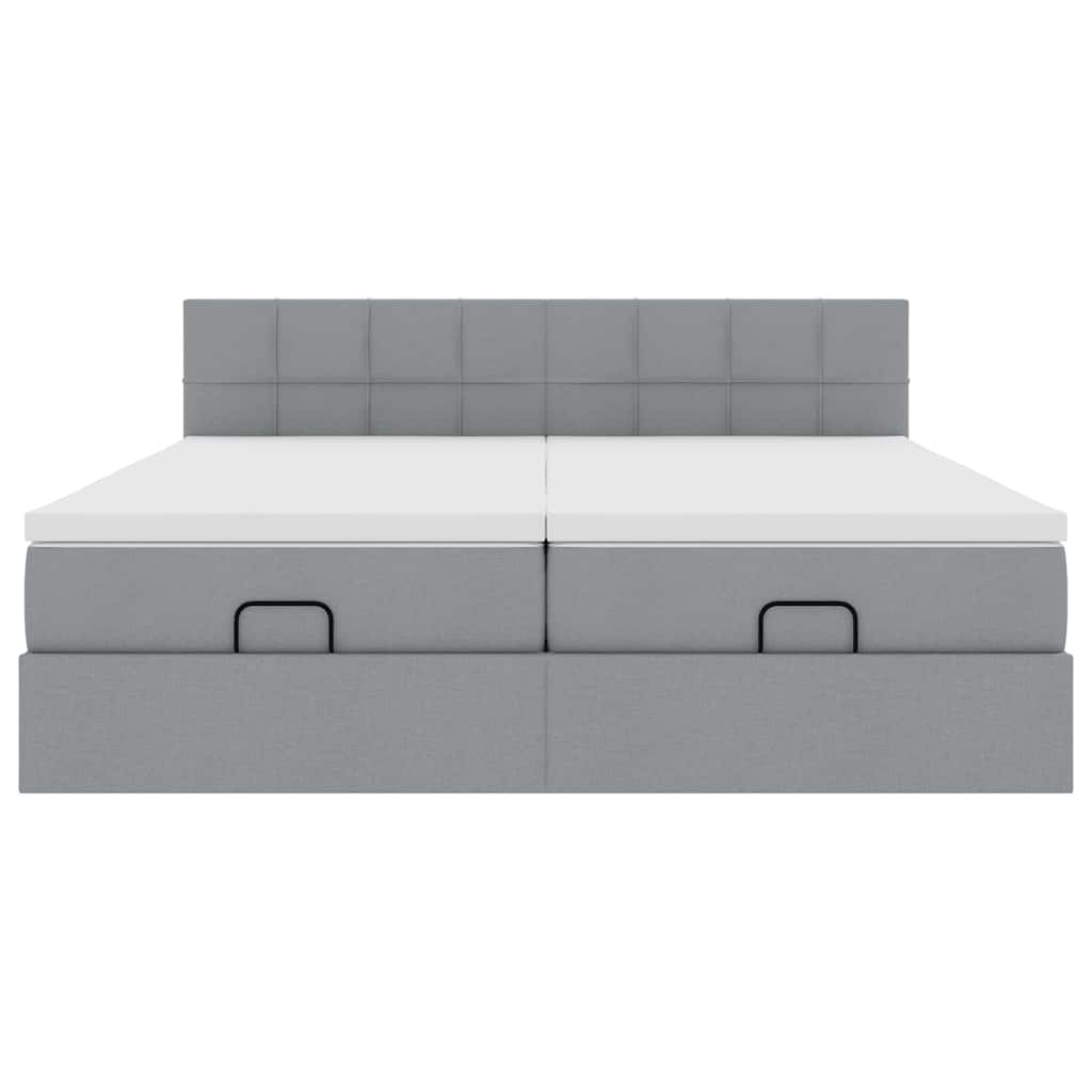 Ottoman bed met matrassen 160x200cm stof lichtgrijs is nu te koop bij PeponiXL, paradijselijk wonen!