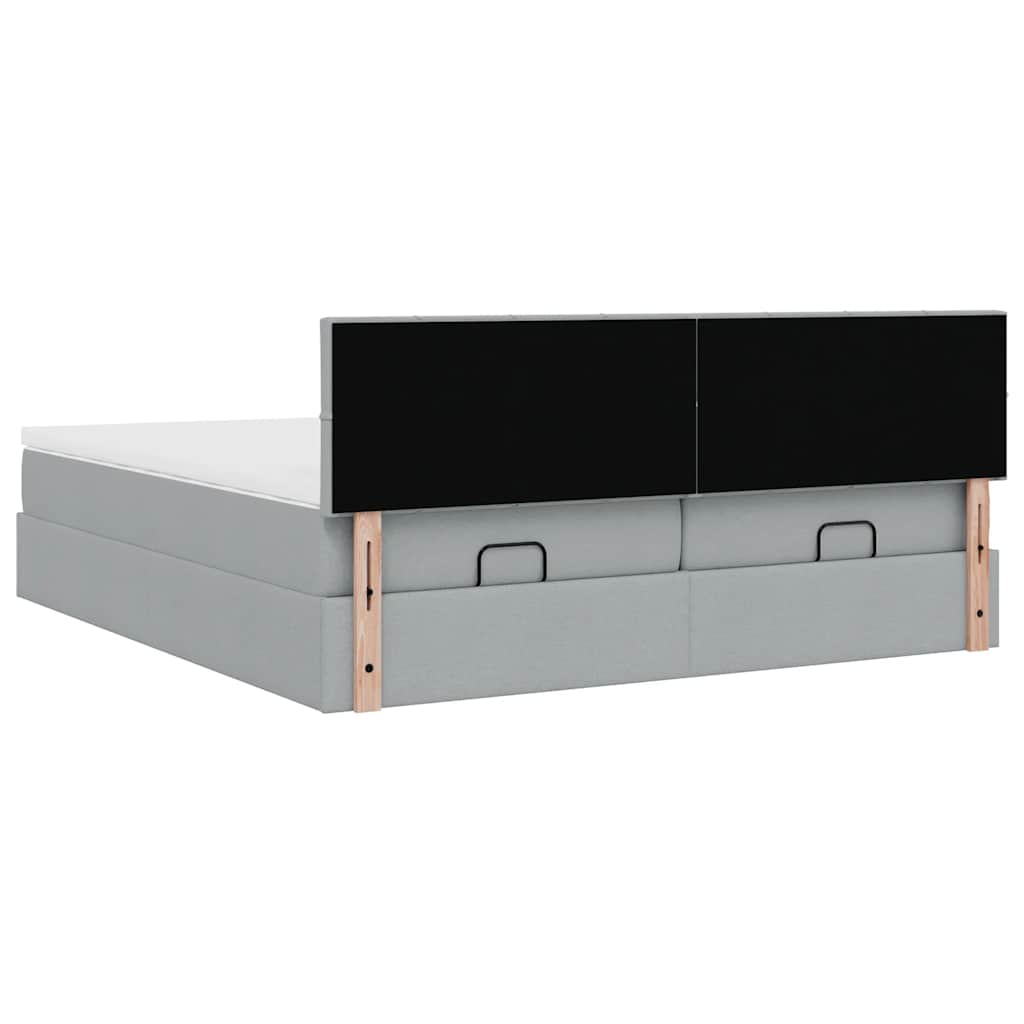 Ottoman bed met matrassen 160x200cm stof lichtgrijs is nu te koop bij PeponiXL, paradijselijk wonen!