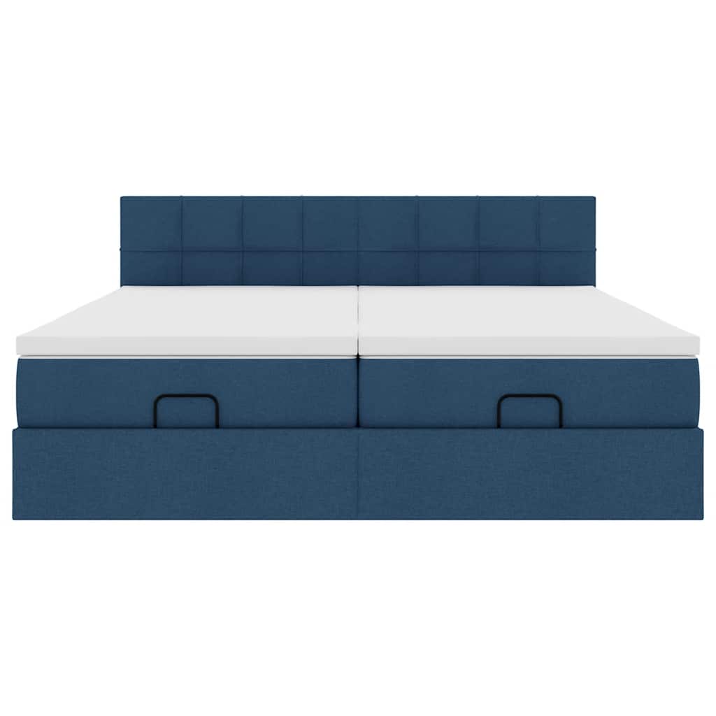 Ottoman bed met matrassen 160x200cm stof blauw