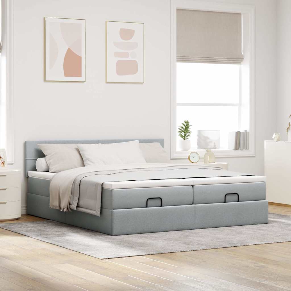 Ottoman bed met matrassen 180x200cm stof lichtgrijs is nu te koop bij PeponiXL, paradijselijk wonen!