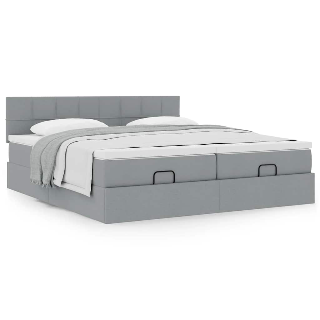 Ottoman bed met matrassen 180x200cm stof lichtgrijs is nu te koop bij PeponiXL, paradijselijk wonen!