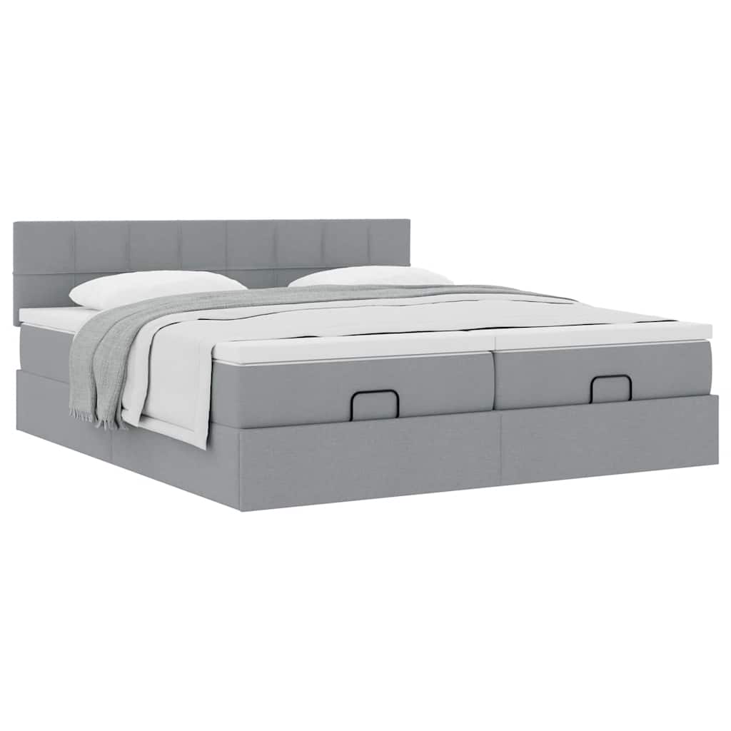 Ottoman bed met matrassen 180x200cm stof lichtgrijs is nu te koop bij PeponiXL, paradijselijk wonen!
