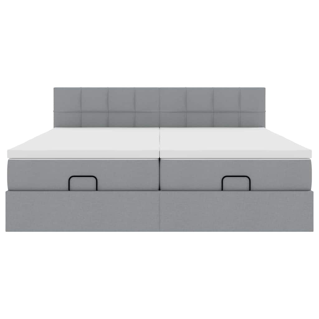 Ottoman bed met matrassen 180x200cm stof lichtgrijs is nu te koop bij PeponiXL, paradijselijk wonen!