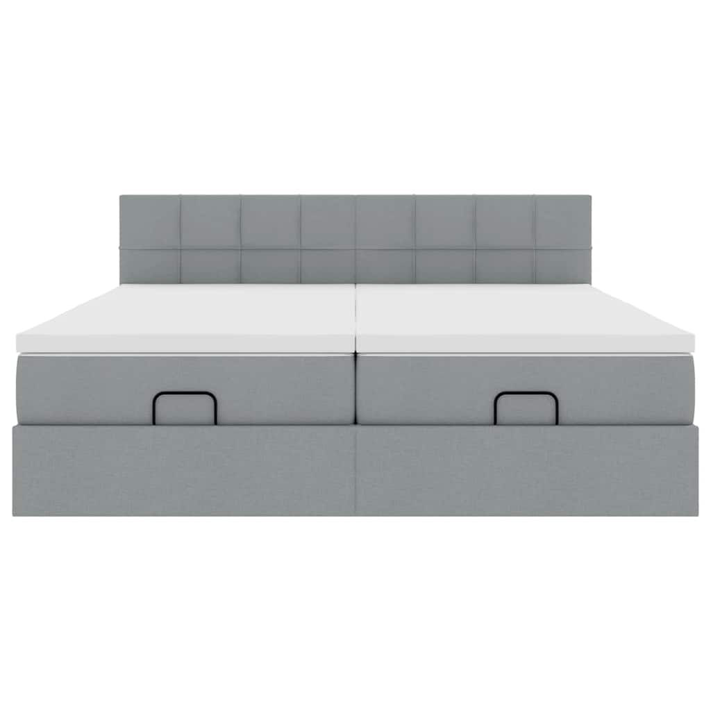 Ottoman bed met matrassen 200x200cm stof lichtgrijs is nu te koop bij PeponiXL, paradijselijk wonen!