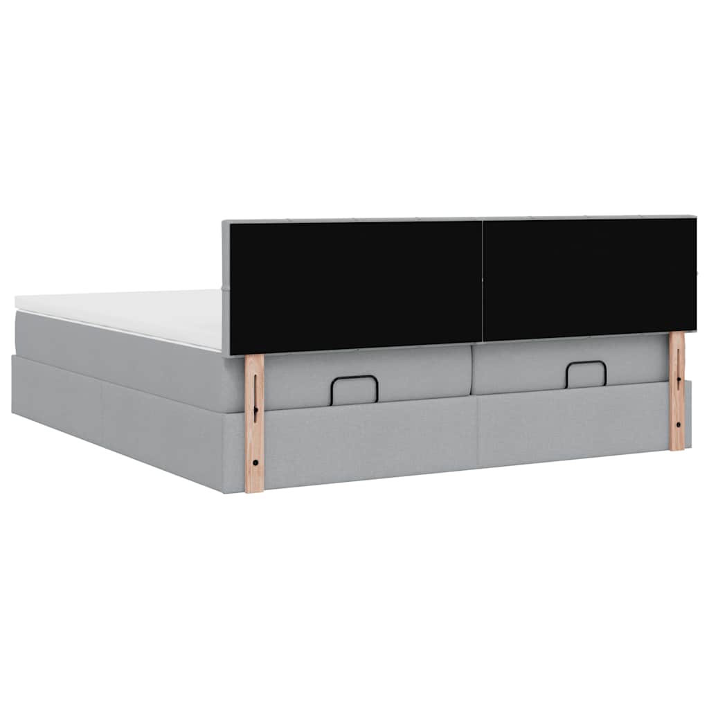 Ottoman bed met matrassen 200x200cm stof lichtgrijs is nu te koop bij PeponiXL, paradijselijk wonen!