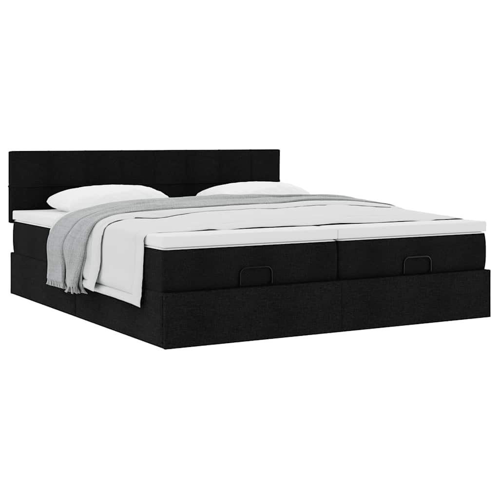 Ottoman bed met matrassen 200x200cm stof zwart