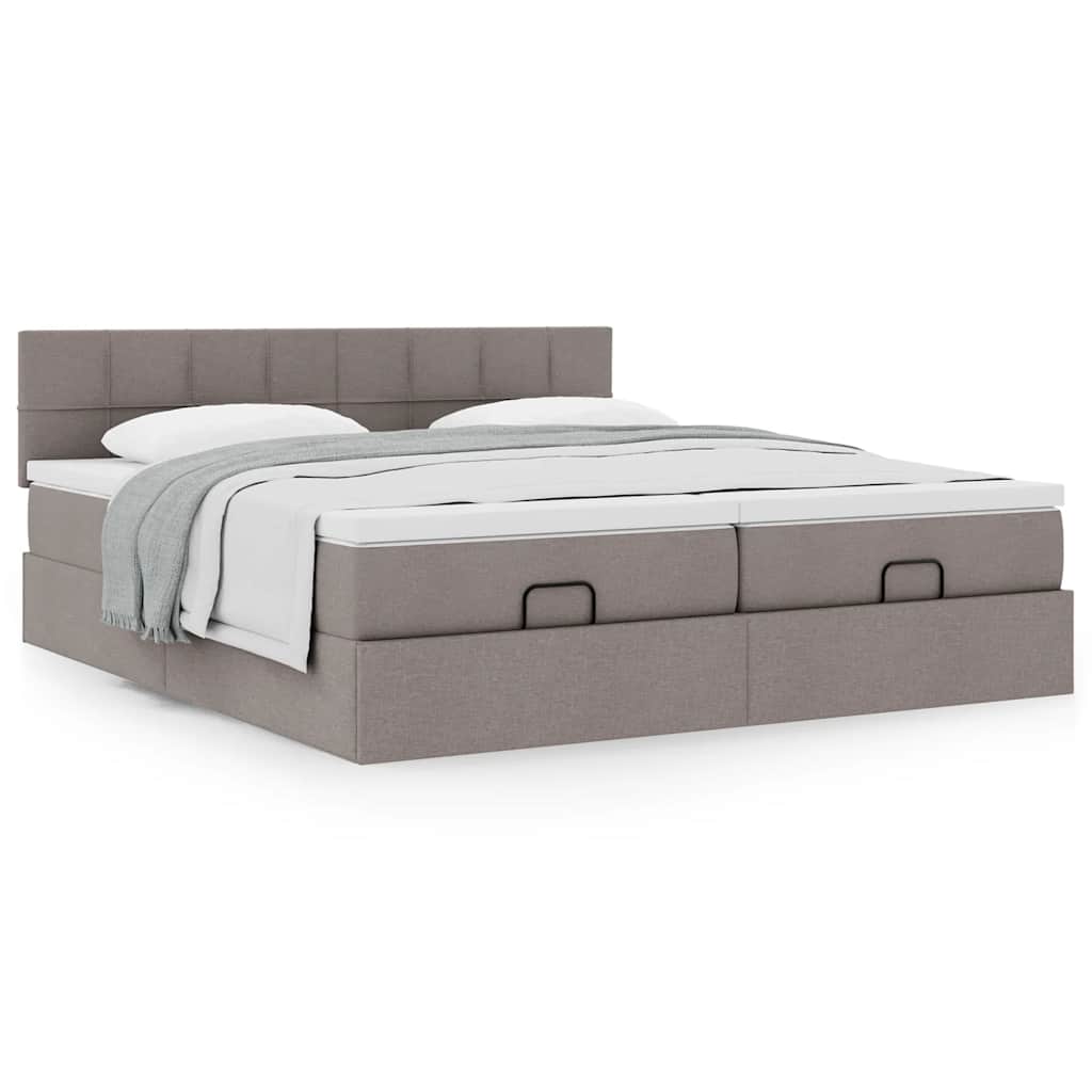 Ottoman bed met matrassen 200x200cm stof taupe