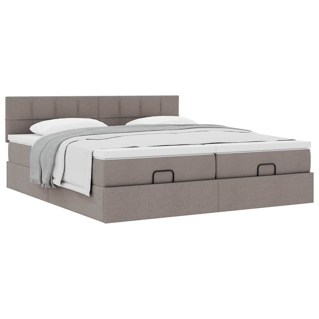 Ottoman bed met matrassen 200x200cm stof taupe