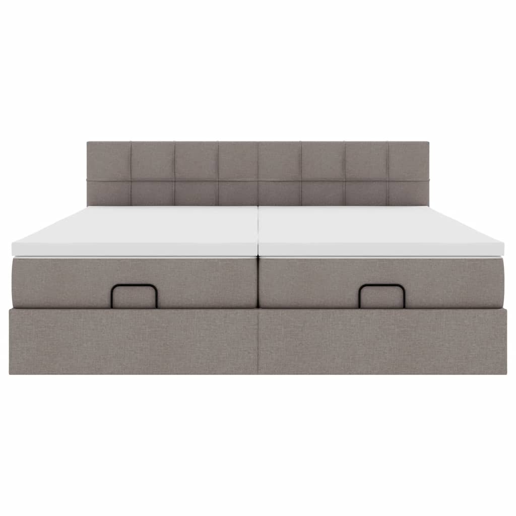 Ottoman bed met matrassen 200x200cm stof taupe