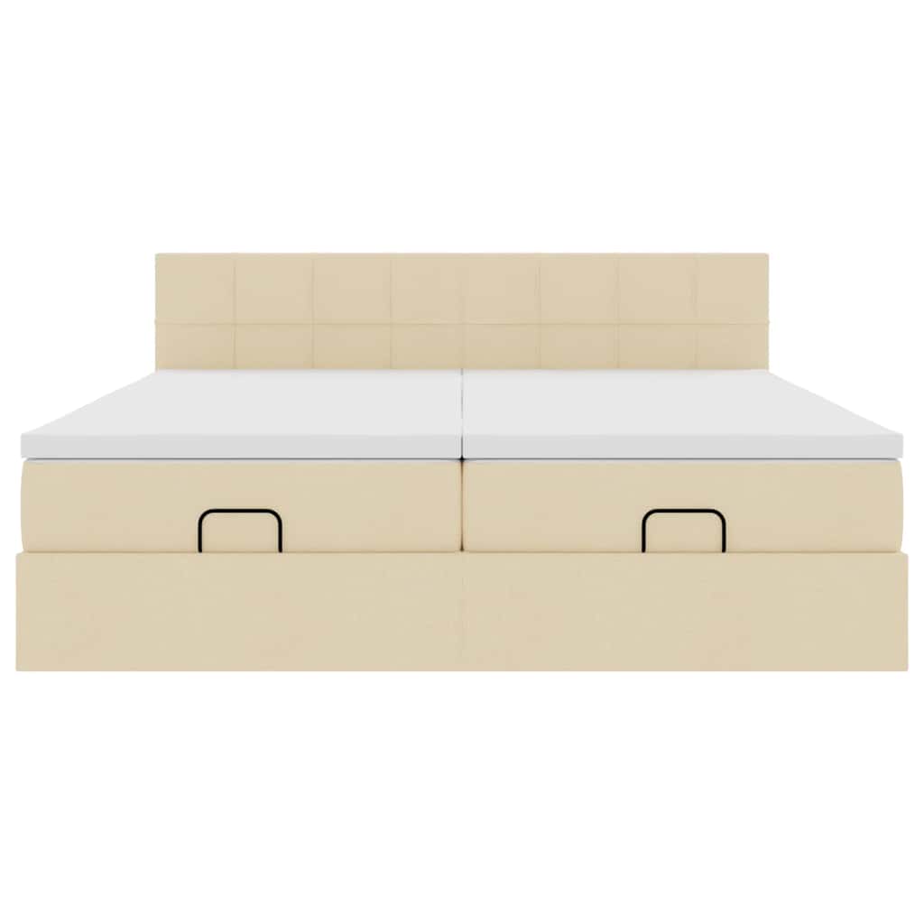 Ottoman bed met matrassen 200x200cm stof crèmekleurig