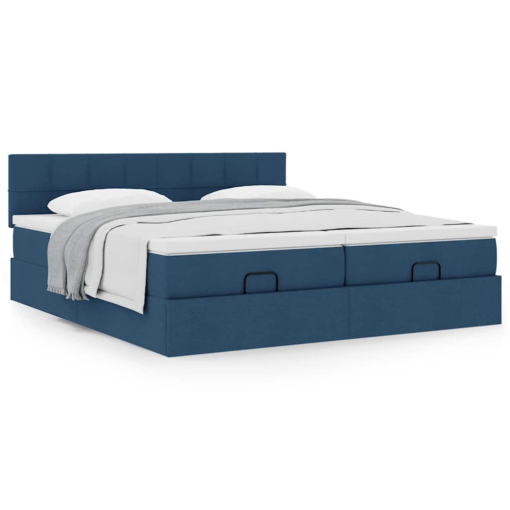 Ottoman bed met matrassen 200x200cm stof blauw