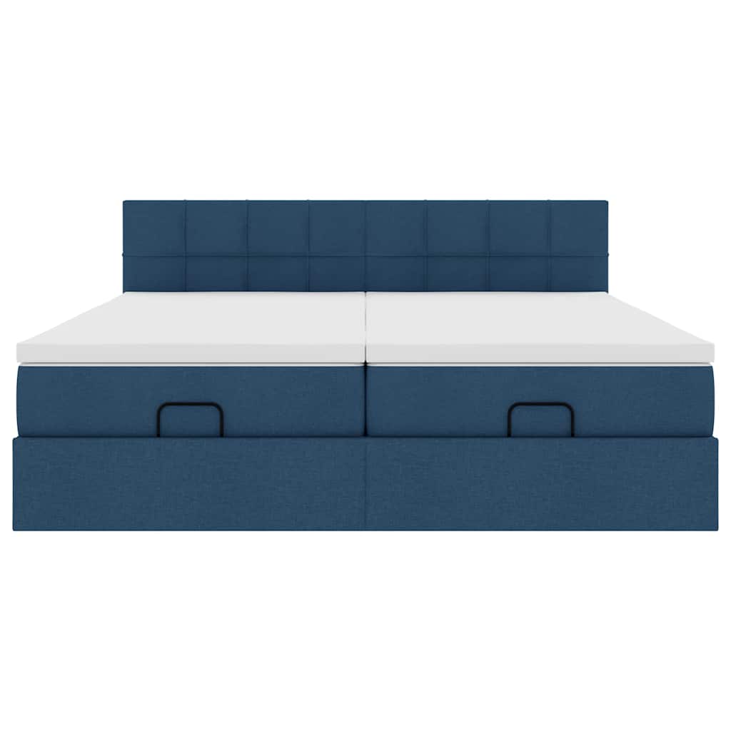 Ottoman bed met matrassen 200x200cm stof blauw