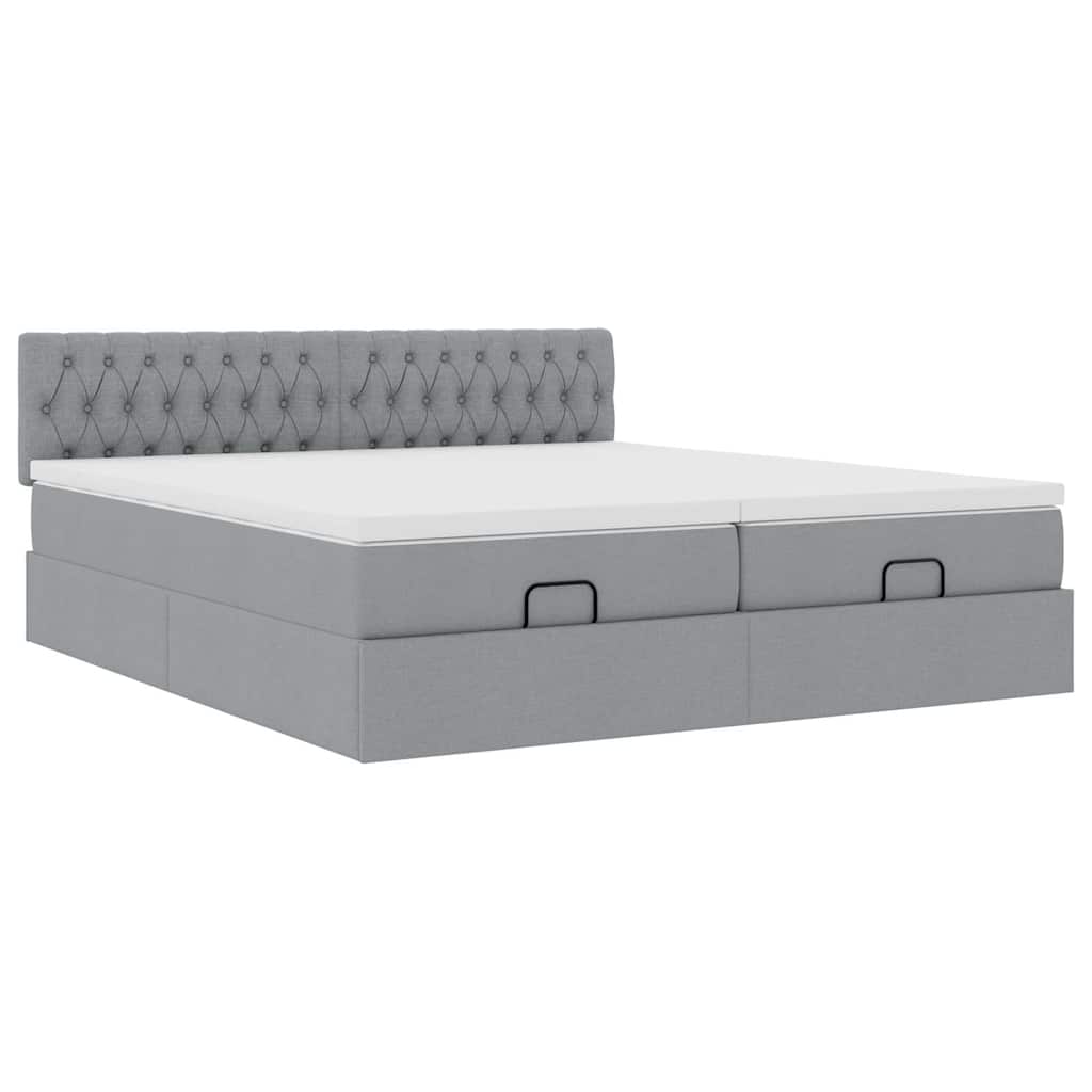 Ottoman bed met matrassen 160x200cm stof lichtgrijs is nu te koop bij PeponiXL, paradijselijk wonen!