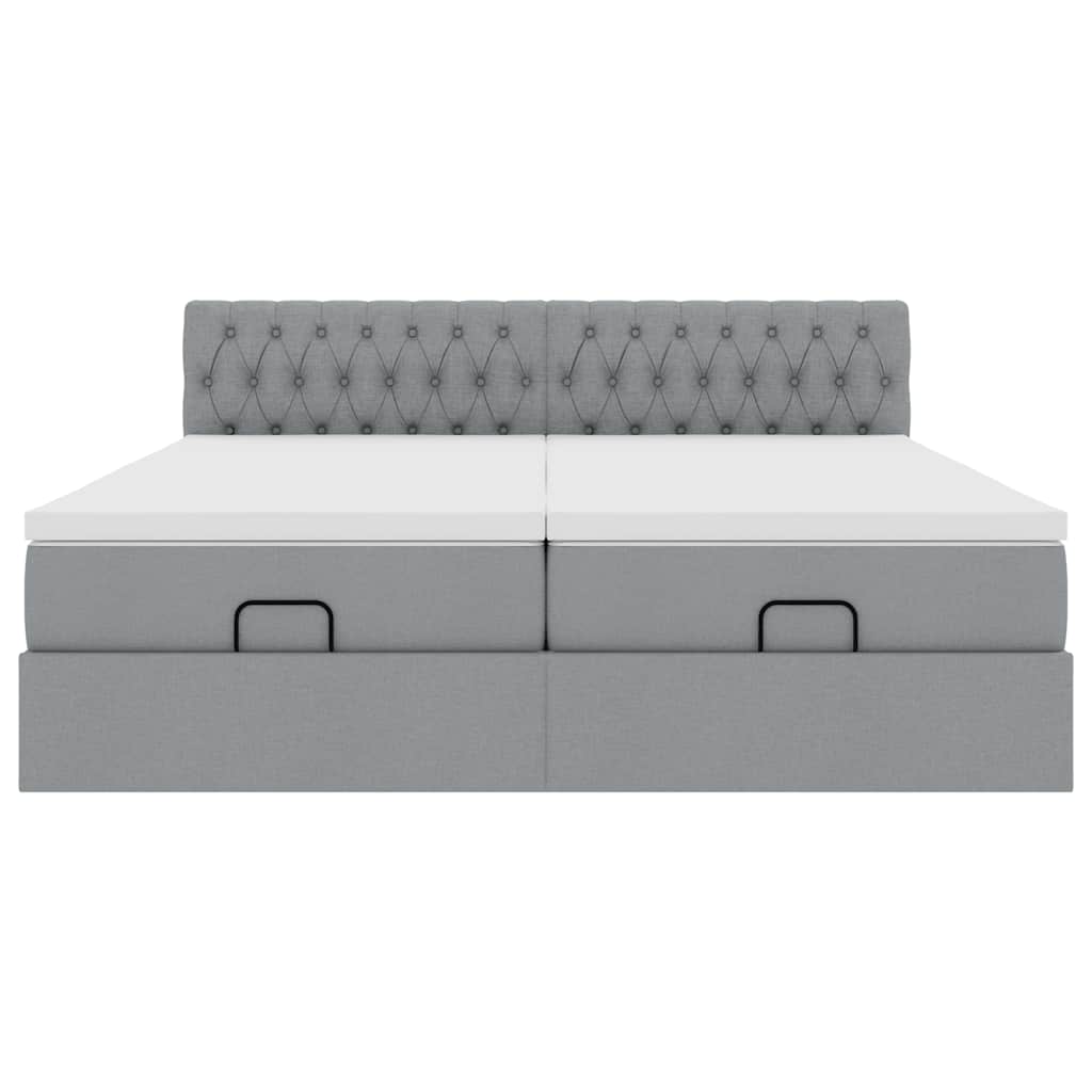 Ottoman bed met matrassen 160x200cm stof lichtgrijs is nu te koop bij PeponiXL, paradijselijk wonen!