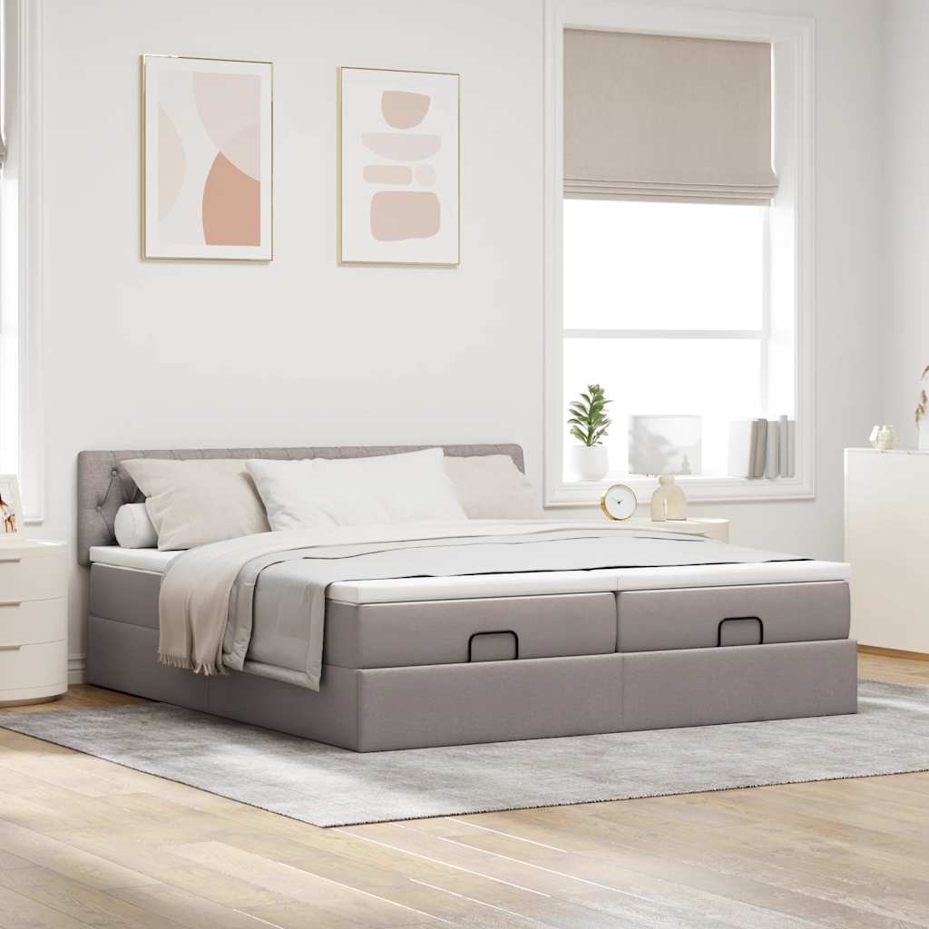 Ottoman bed met matrassen 160x200cm stof taupe is nu te koop bij PeponiXL, paradijselijk wonen!
