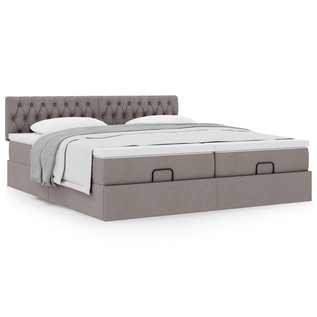 Ottoman bed met matrassen 160x200cm stof taupe is nu te koop bij PeponiXL, paradijselijk wonen!
