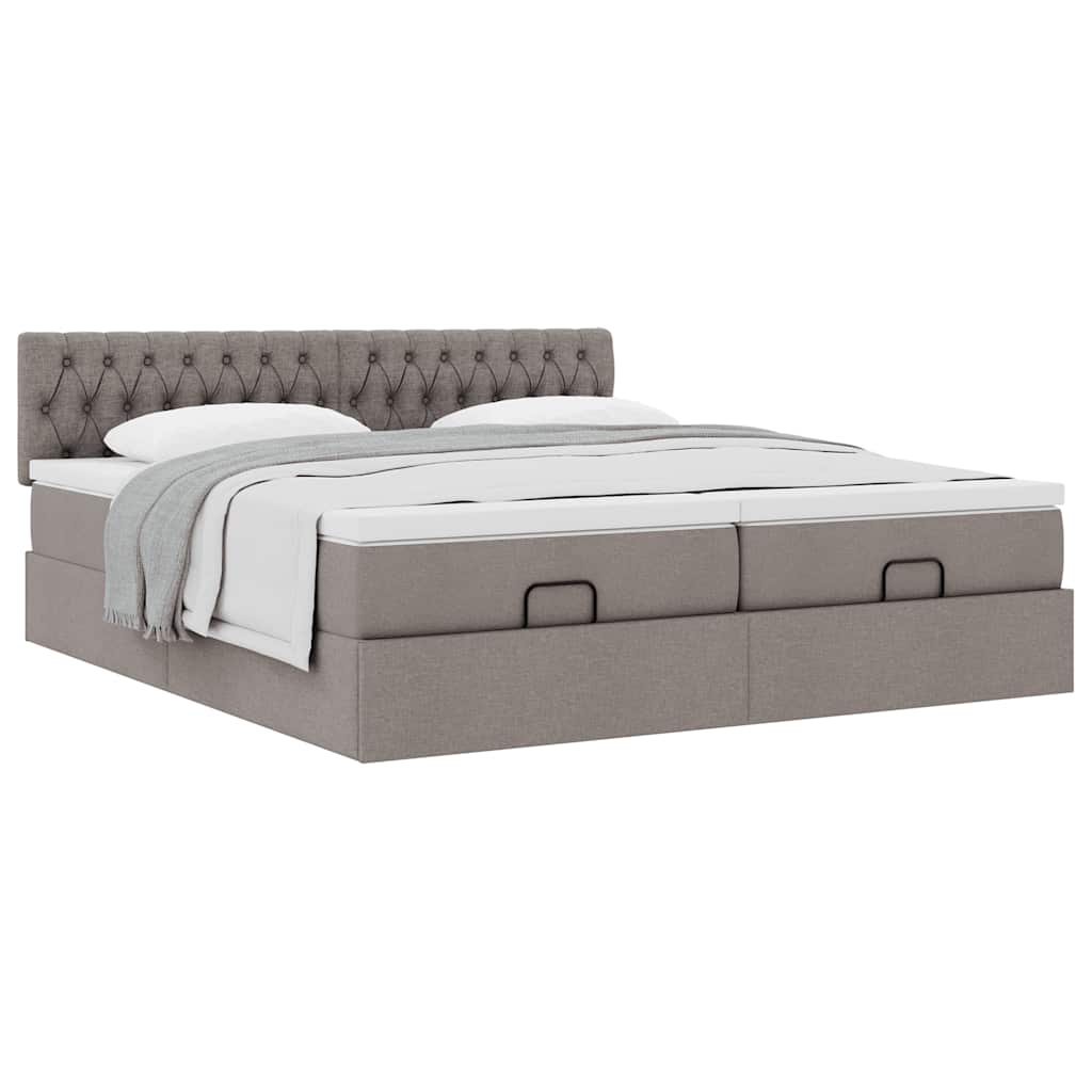 Ottoman bed met matrassen 160x200cm stof taupe is nu te koop bij PeponiXL, paradijselijk wonen!