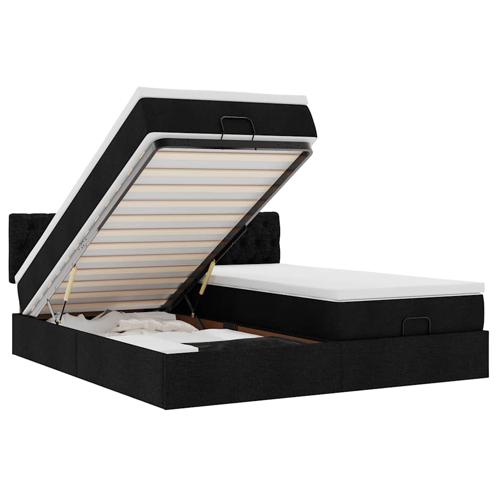 Ottoman bed met matrassen 180x200cm stof zwart is nu te koop bij PeponiXL, paradijselijk wonen!