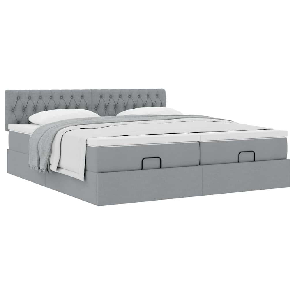 Ottoman bed met matrassen 200x200cm stof lichtgrijs is nu te koop bij PeponiXL, paradijselijk wonen!