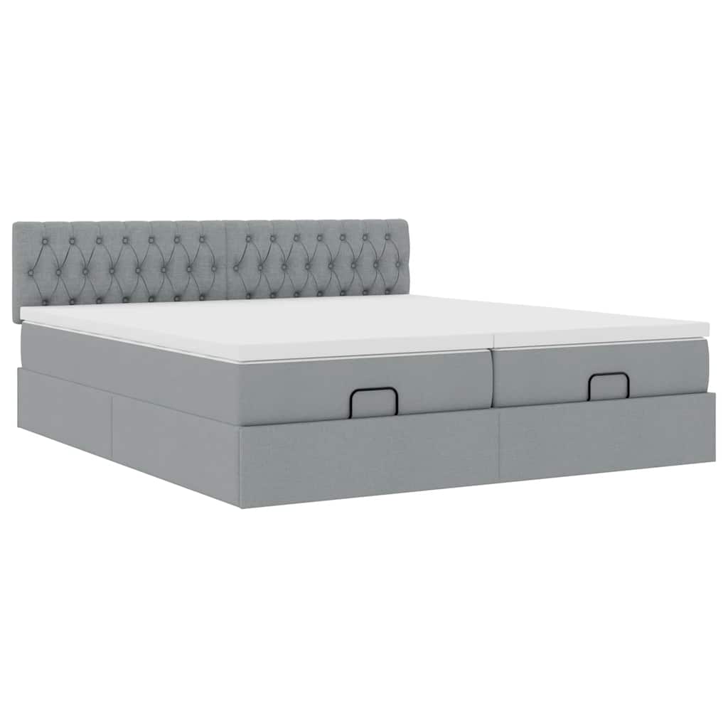 Ottoman bed met matrassen 200x200cm stof lichtgrijs is nu te koop bij PeponiXL, paradijselijk wonen!