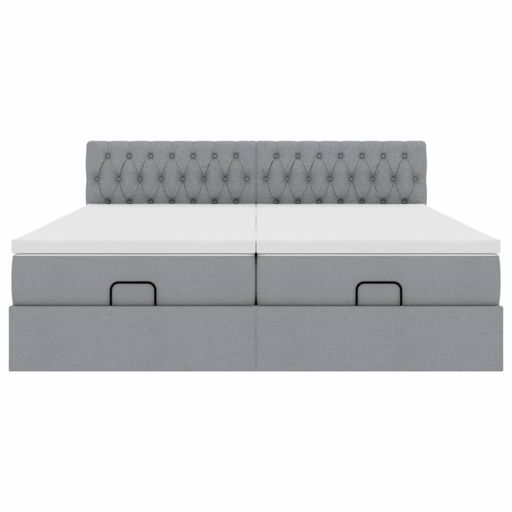 Ottoman bed met matrassen 200x200cm stof lichtgrijs is nu te koop bij PeponiXL, paradijselijk wonen!