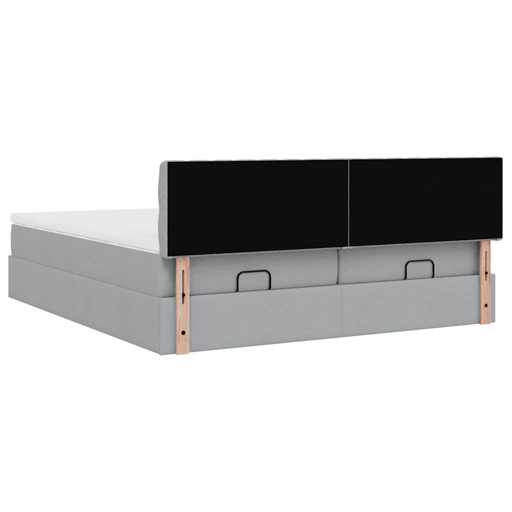 Ottoman bed met matrassen 200x200cm stof lichtgrijs is nu te koop bij PeponiXL, paradijselijk wonen!
