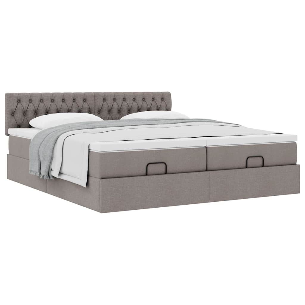 Ottoman bed met matrassen 200x200cm stof taupe