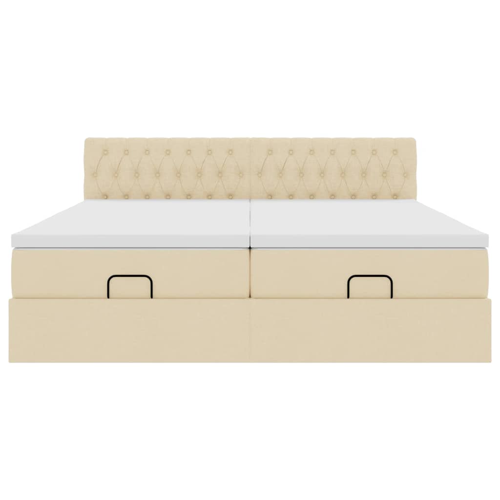 Ottoman bed met matrassen 200x200cm stof crèmekleurig is nu te koop bij PeponiXL, paradijselijk wonen!