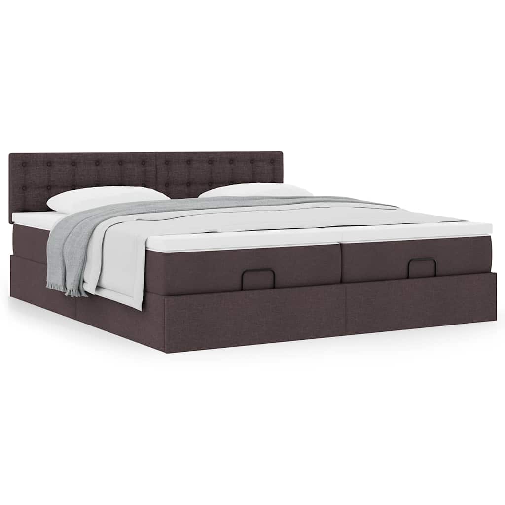 Ottoman bed met matrassen 160x200cm stof donkerbruin