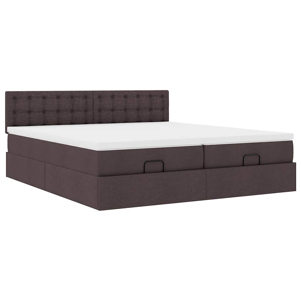 Ottoman bed met matrassen 160x200cm stof donkerbruin