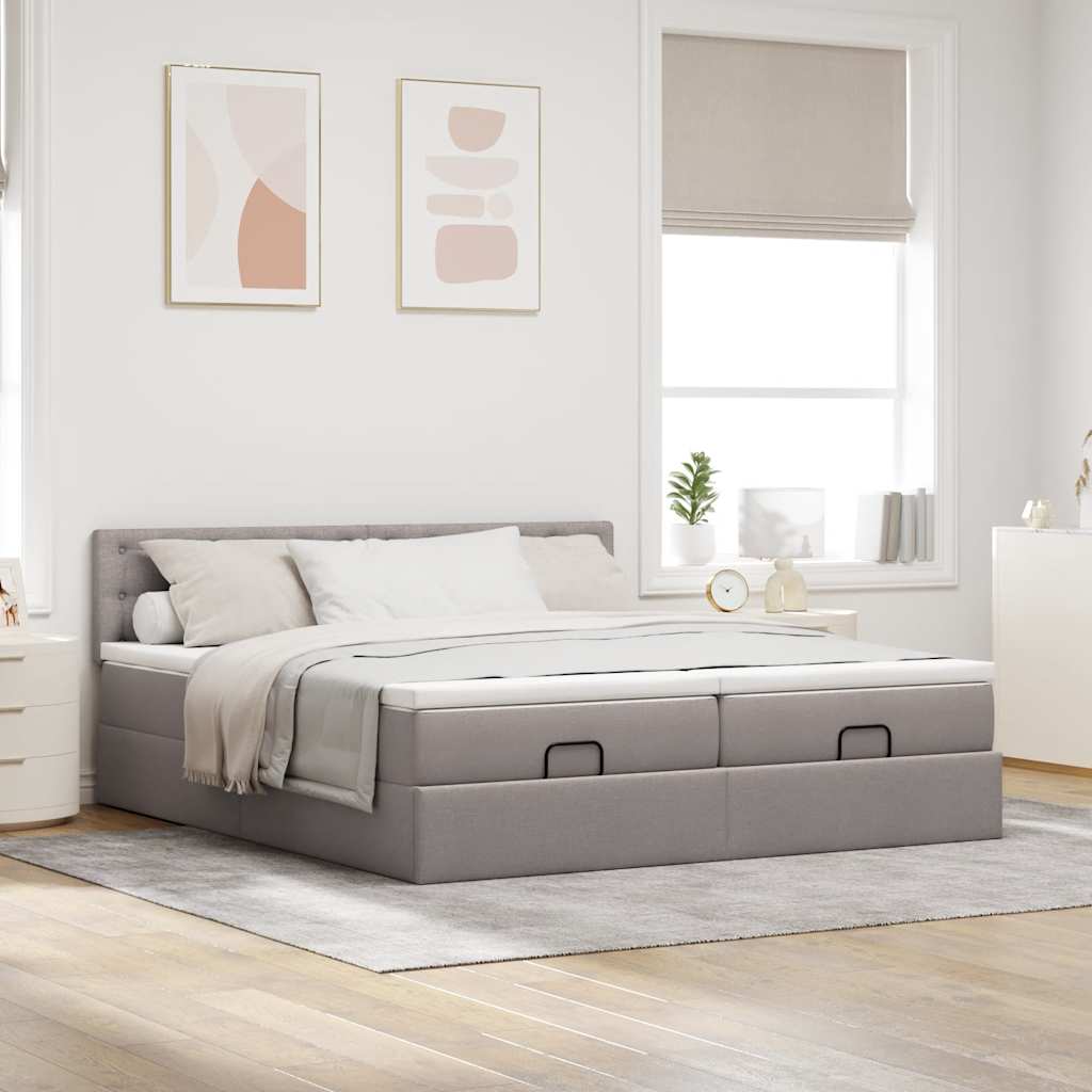 Ottoman bed met matrassen 160x200cm stof taupe is nu te koop bij PeponiXL, paradijselijk wonen!