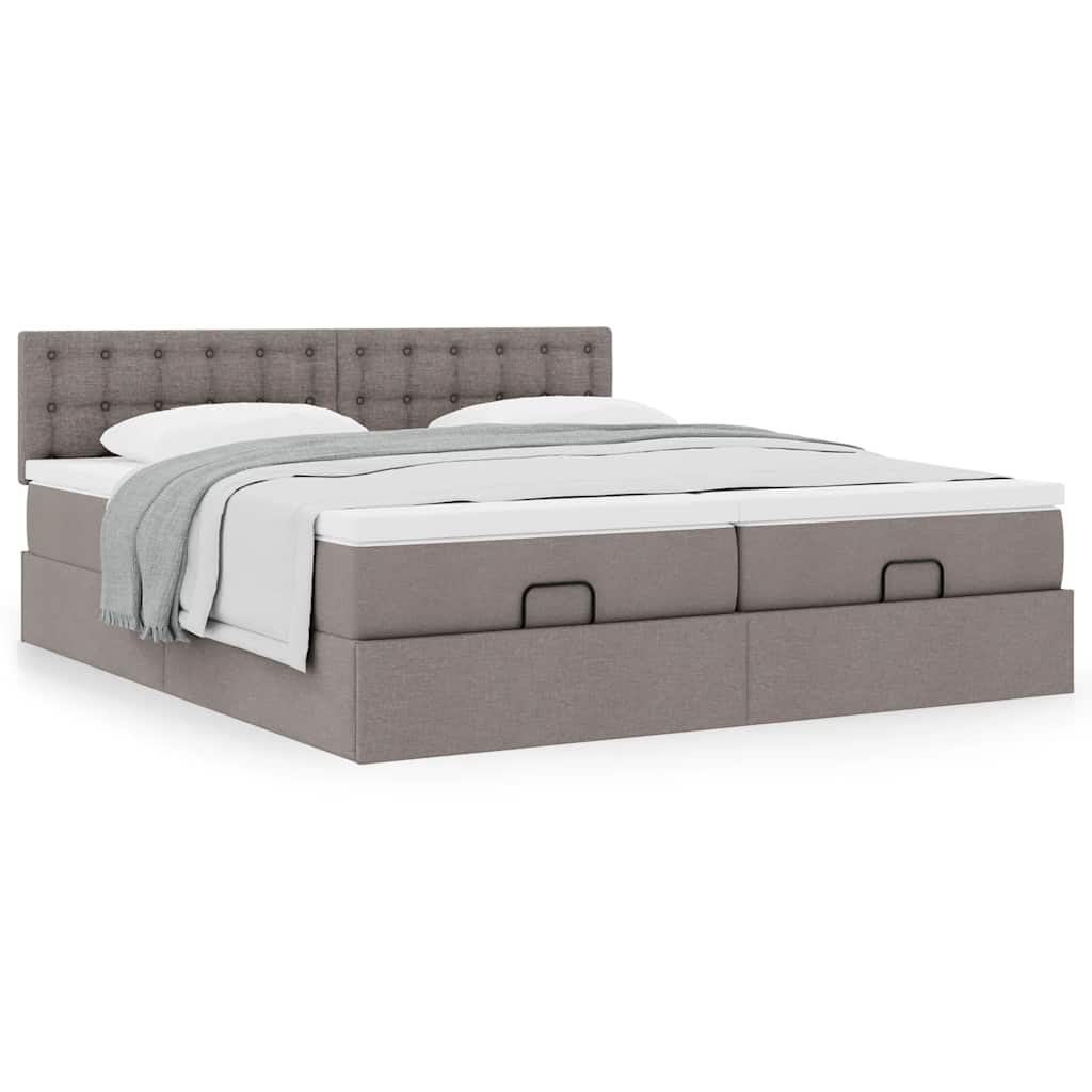 Ottoman bed met matrassen 160x200cm stof taupe is nu te koop bij PeponiXL, paradijselijk wonen!