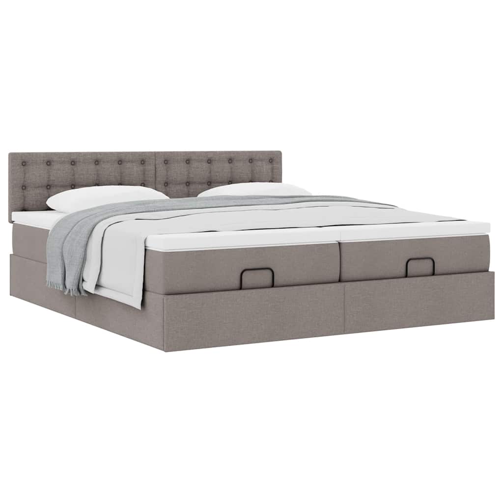 Ottoman bed met matrassen 160x200cm stof taupe is nu te koop bij PeponiXL, paradijselijk wonen!