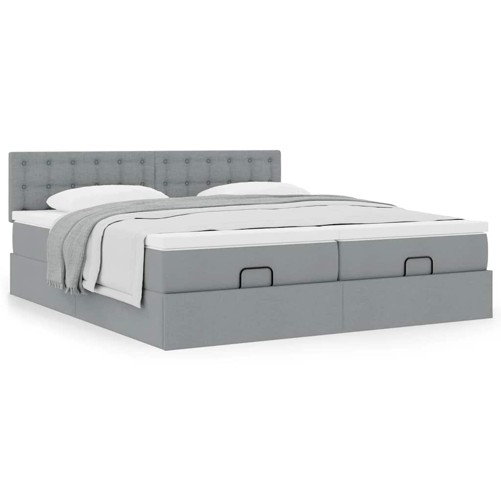 Ottoman bed met matrassen 180x200cm stof lichtgrijs is nu te koop bij PeponiXL, paradijselijk wonen!