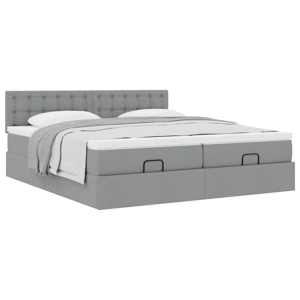 Ottoman bed met matrassen 180x200cm stof lichtgrijs is nu te koop bij PeponiXL, paradijselijk wonen!