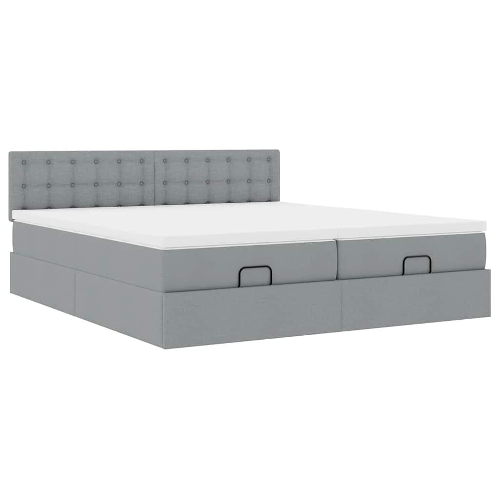 Ottoman bed met matrassen 180x200cm stof lichtgrijs is nu te koop bij PeponiXL, paradijselijk wonen!