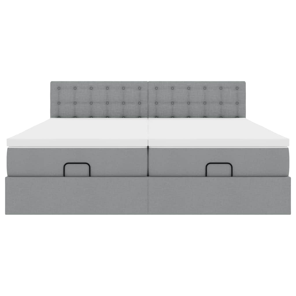 Ottoman bed met matrassen 180x200cm stof lichtgrijs is nu te koop bij PeponiXL, paradijselijk wonen!