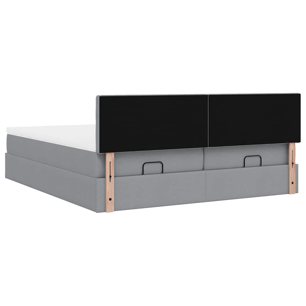 Ottoman bed met matrassen 180x200cm stof lichtgrijs is nu te koop bij PeponiXL, paradijselijk wonen!