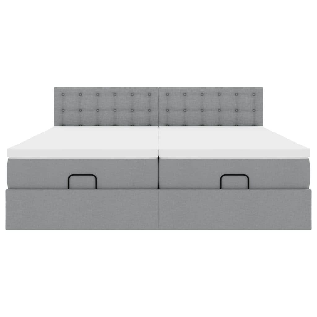 Ottoman bed met matrassen 200x200cm stof lichtgrijs is nu te koop bij PeponiXL, paradijselijk wonen!