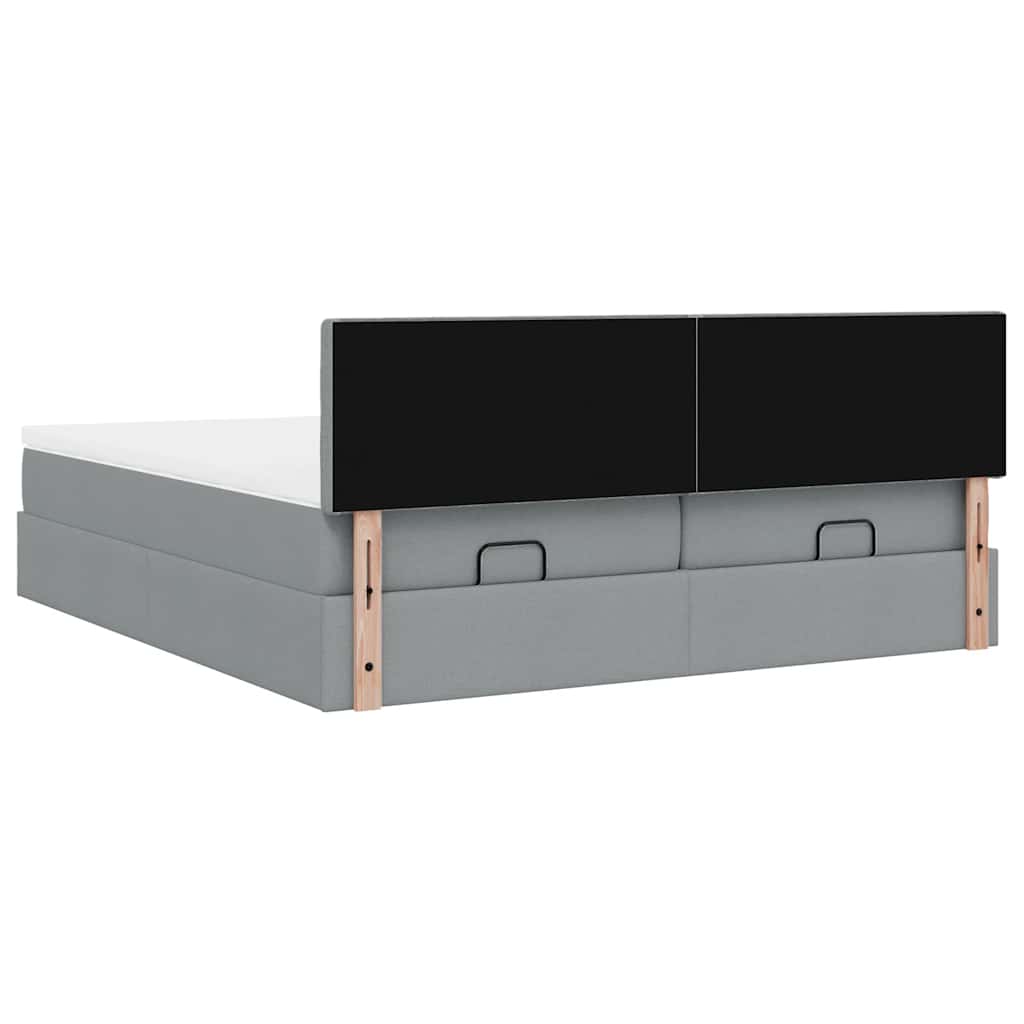 Ottoman bed met matrassen 200x200cm stof lichtgrijs is nu te koop bij PeponiXL, paradijselijk wonen!