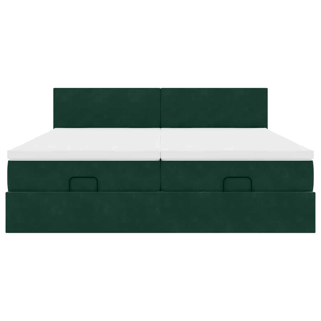 Ottoman bed met matrassen 160x200cm fluweel donkergroen is nu te koop bij PeponiXL, paradijselijk wonen!