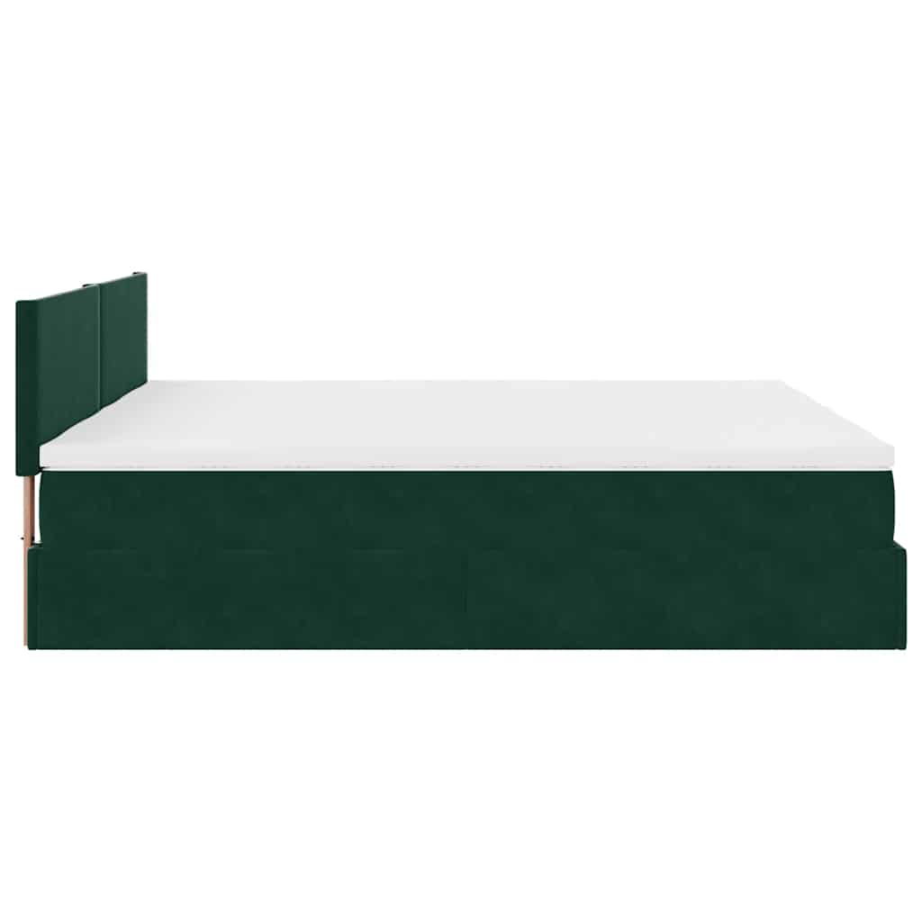 Ottoman bed met matrassen 160x200cm fluweel donkergroen is nu te koop bij PeponiXL, paradijselijk wonen!