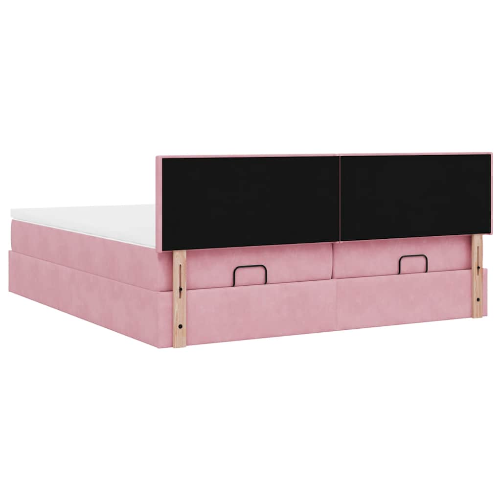 Ottoman bed met matrassen 160x200cm fluweel roze is nu te koop bij PeponiXL, paradijselijk wonen!